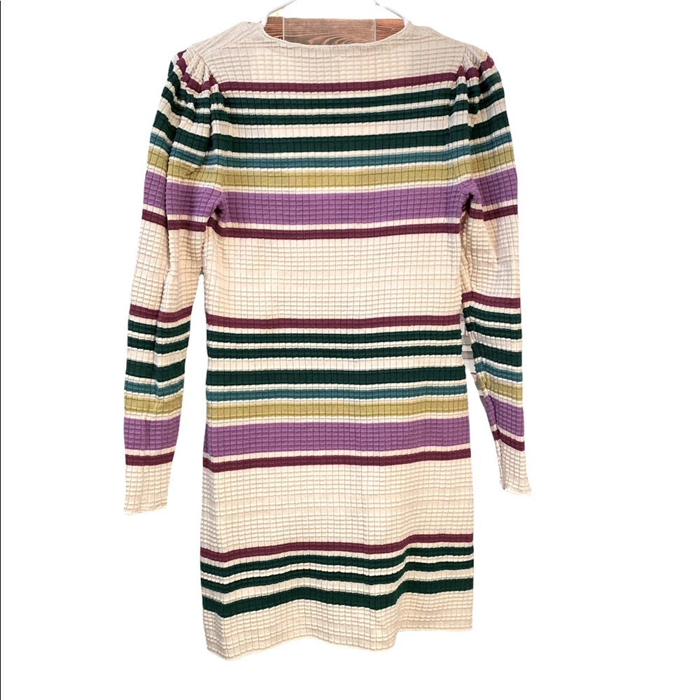 Free People Womens Gidget Sweaterdress Striped V-Neck - Ivory - Picture 9 of 9